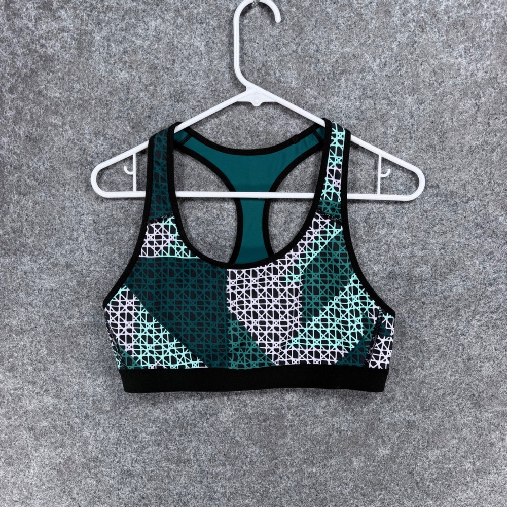 C9 Champion Women's Sports Bra Teal Black Geometric Power Core Racerback No Size
